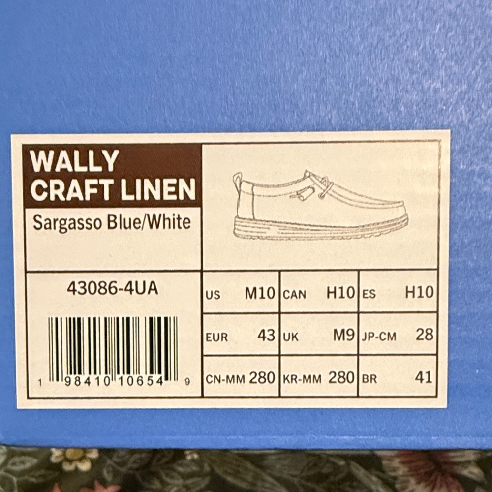 Hey Dude Wally Craft Linen Sargasso Blue/White Loafers